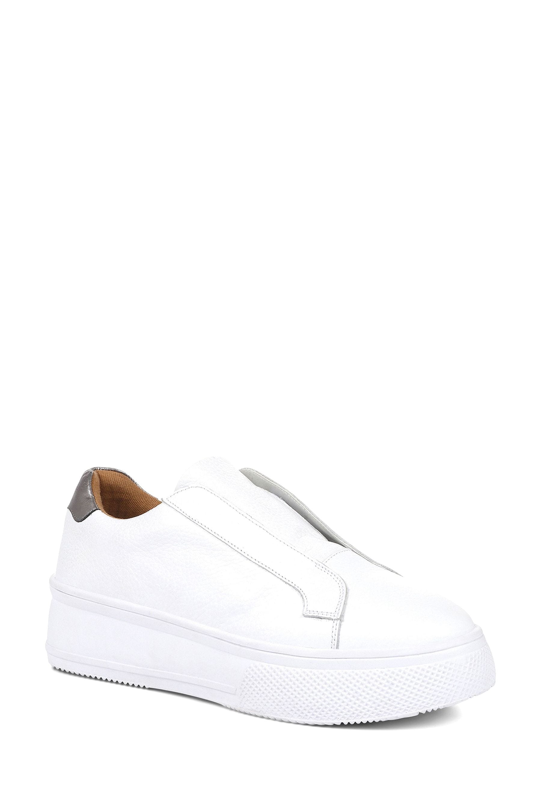 Buy Jones Bootmaker Grenwich White Platform Leather Trainers from Next ...