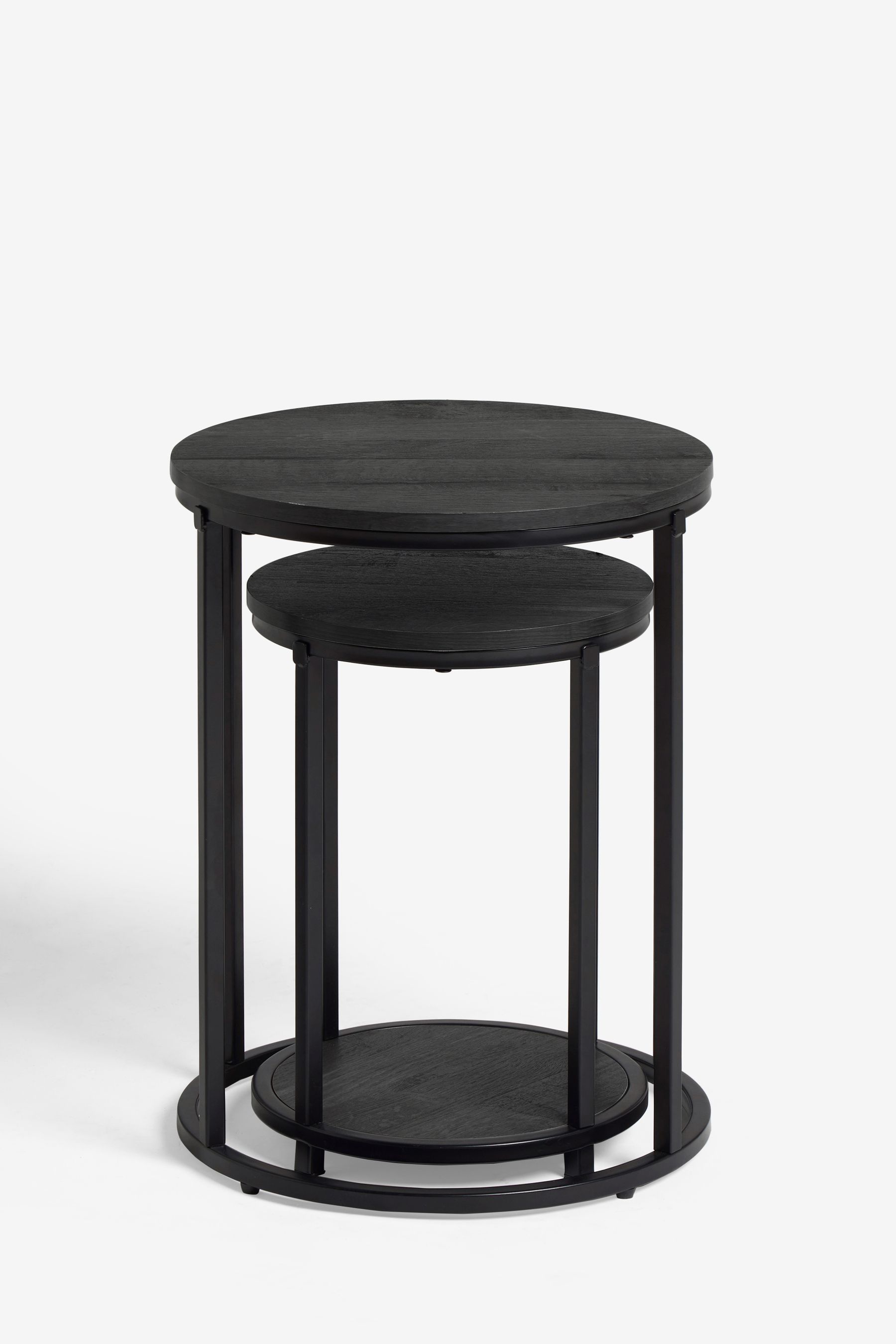 Buy Black Bronx Oak Effect Round Set of 2 Nest of Tables from the Next