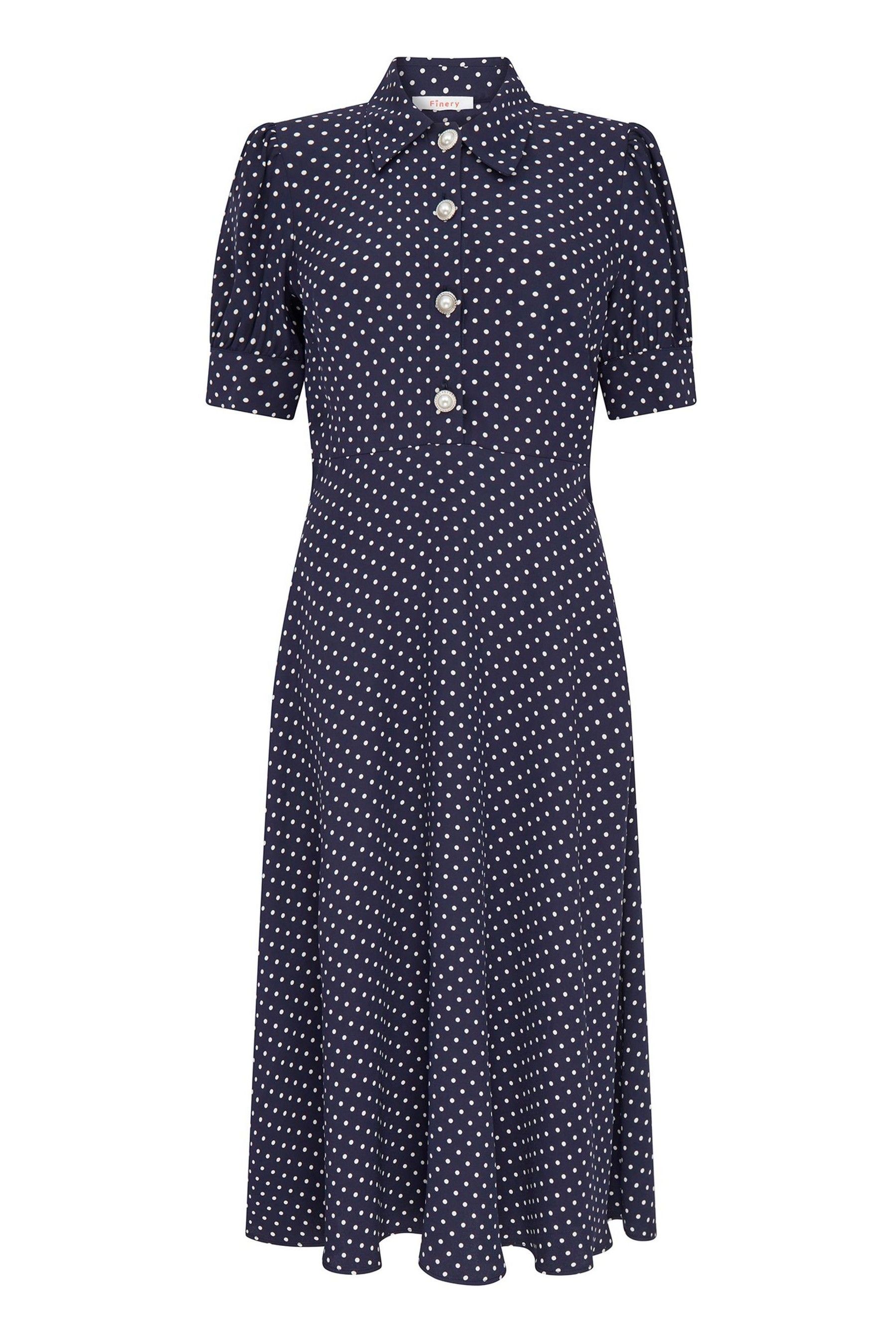 Buy Finery Jaela Satin Back Crepe Navy Spot Dress from the Next UK ...