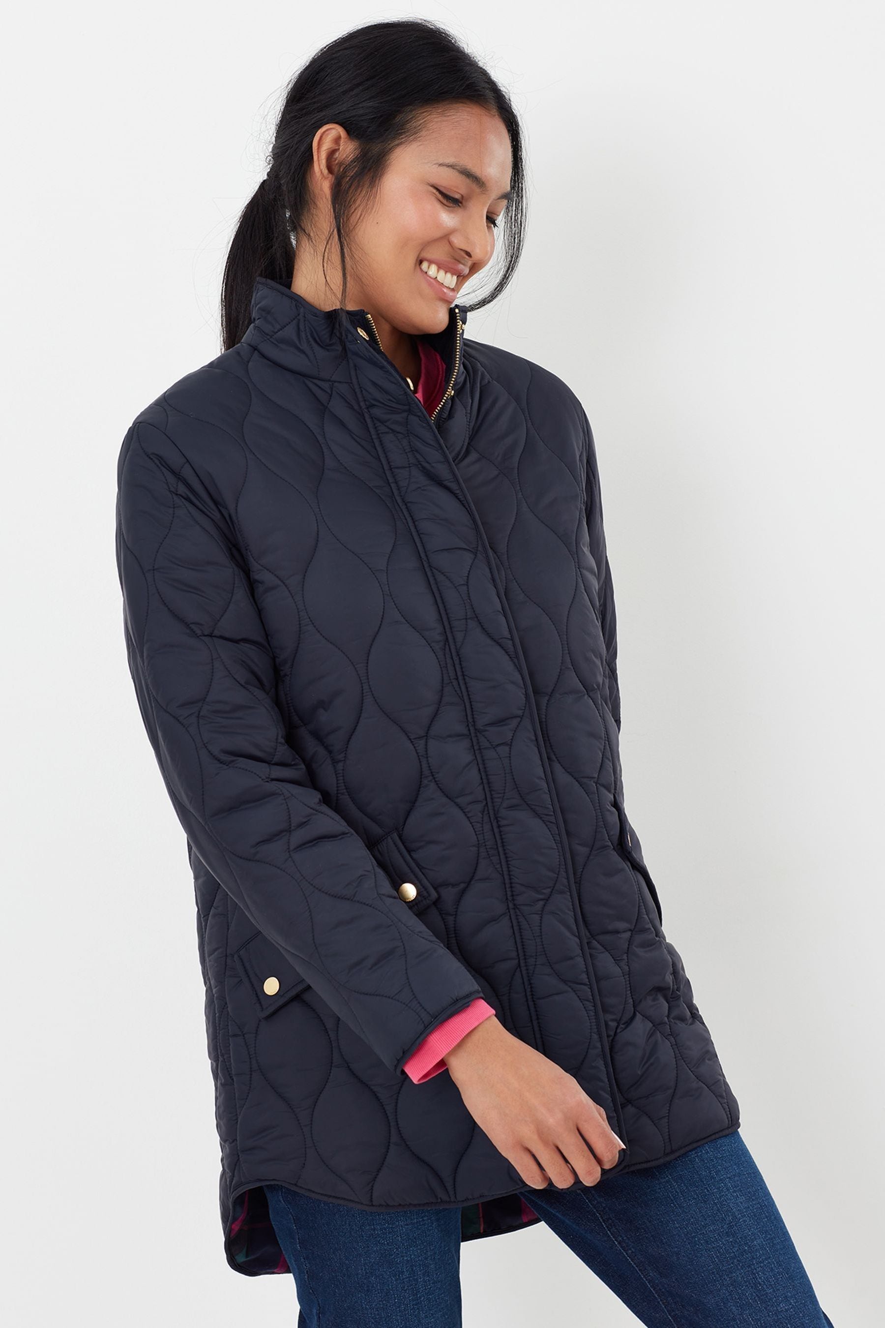 Buy Joules Blue Rosedale Mid Length Quilt Coat from Next Ireland