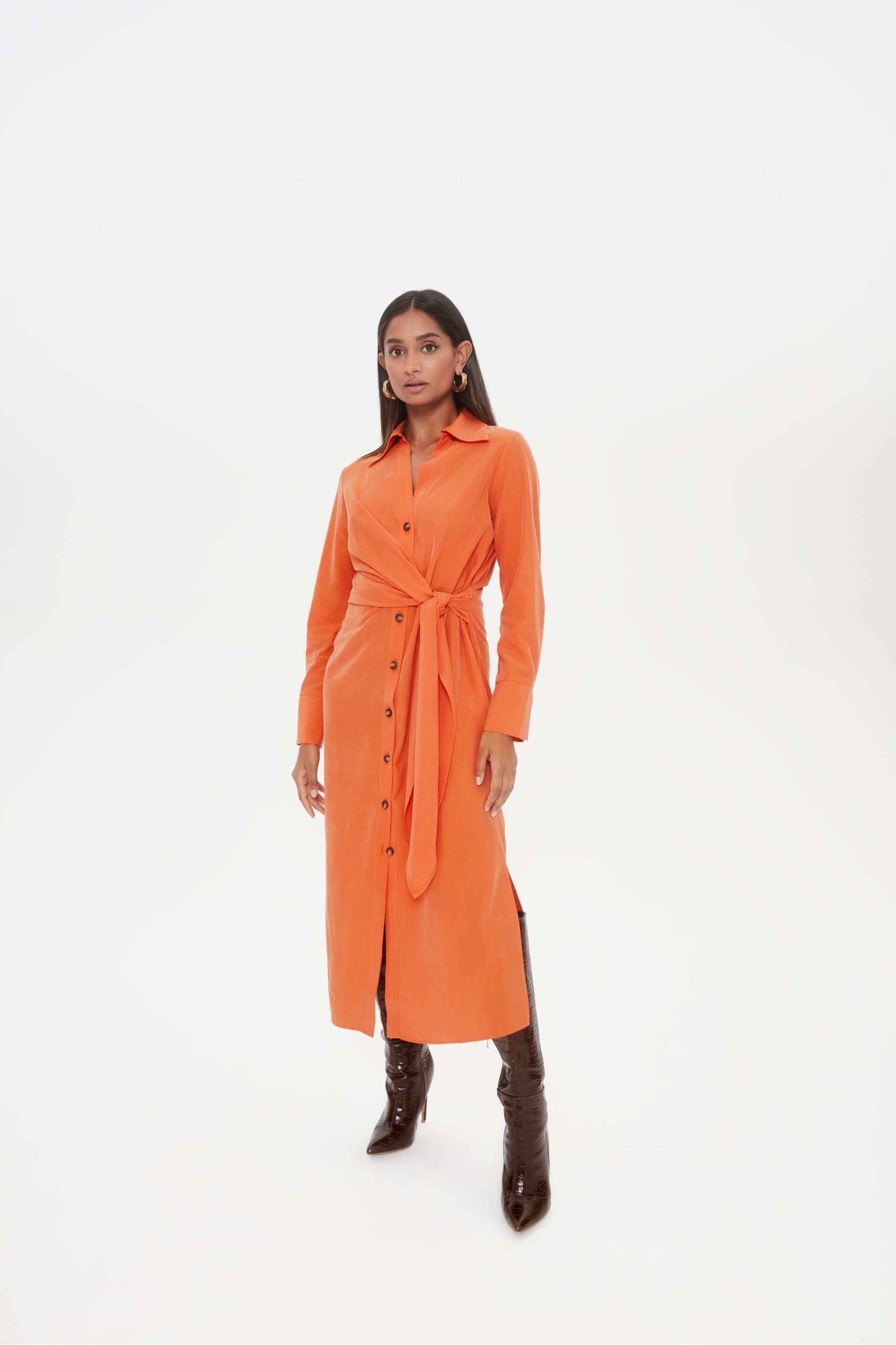 Buy F&F FW Bridge Orange Kiera Wrap Midi Dress from Next Ireland