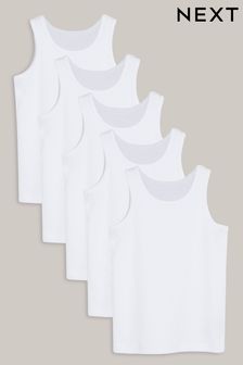White 5 Pack Vests (1.5-16yrs)
