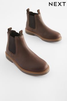 Brown Wide Fit (G) Warm Lined Leather Chelsea Boots