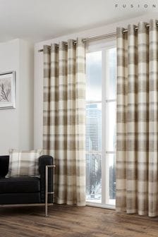 Fusion Natural Balmoral Check Eyelet Curtains