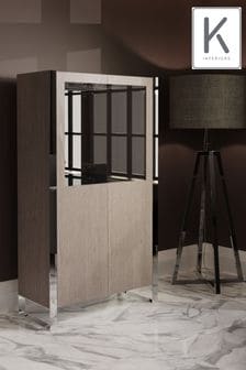 K Interiors Grey Monrow Solid Wood Bar Cabinet