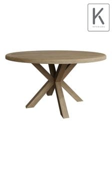 K Interiors Brown Embleton Solid Wood Large 1.5m Round Table