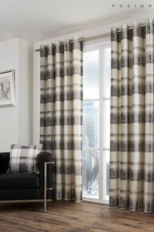 Fusion Grey Balmoral Check Eyelet Curtains