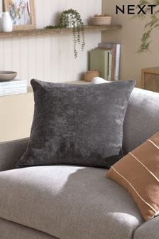Charcoal Grey Soft Velour Large Square Cushion