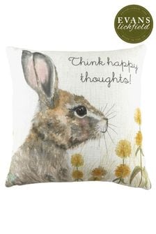 Evans Lichfield Multicolour Hand Painted Woodland Hare Cushion