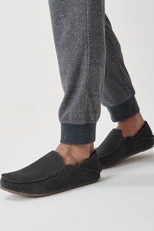 Black Signature Suede Kickdown Moccasin Slippers