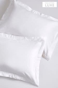 Set of 2 White 300 Thread Count Collection Luxe 100% Cotton Pillowcases