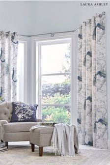Midnight Blue Belvedere Unlined Lined  Eyelet Curtains