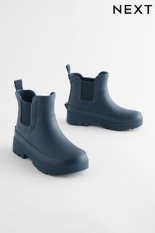 Navy Blue Ankle Welly Boots