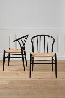Jasper Conran London Set of 2 Black Bray Dining Chairs