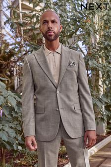 Neutral Slim Fit Textured Suit Jacket