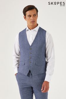 Skopes Blue Jude Tweed Tailored Fit Suit Waistcoat