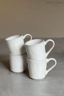 Dutch Rose White White Organic Set of 4 Mugs