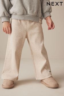 Ecru Ribbed Wide Leg Trousers (3mths-7yrs)