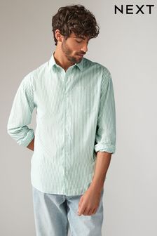 Green 100% Cotton Stripe Long Sleeve Shirt