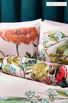 Clarke & Clarke Pink Passiflora Floral Bolster Cushion