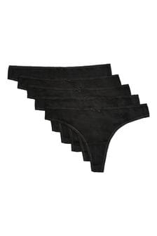 Black Thong Cotton Knickers 5 Pack