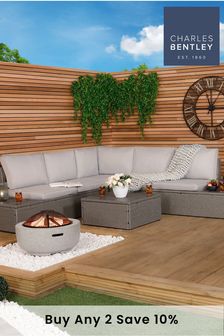 Charles Bentley Grey Garden Rattan & Polywood Corner Lounge Set
