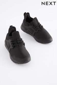 Black Sole Elastic Lace Trainers