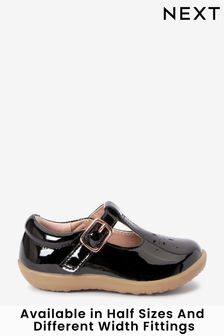 Black Patent Leather Standard Fit (F) First Walker T-Bar Shoes