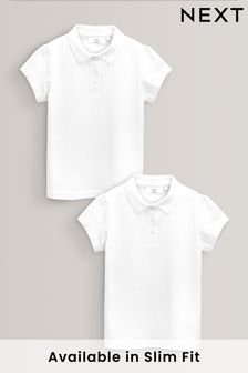 White 2 Pack Cotton Short Sleeve Polo Shirts (3-16yrs)