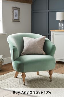 Opulent Velvet Mineral Green Farrington Accent Chair With Washed Castor Legs