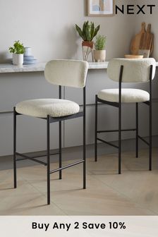 Casual Bouclé Oyster Black Leg Casual Bouclé Oyster Black Leg Aleia Bar Stool