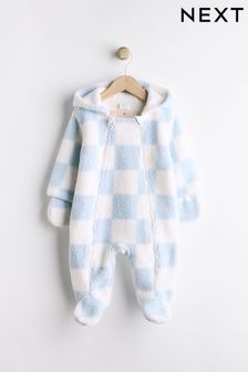 Blue/White Checkerboard Baby Pramsuit (0mths-2yrs)