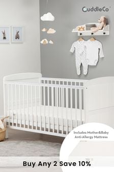 Juliet Cot Bed in White By Cuddleco With Mother&Baby Foam Mattress