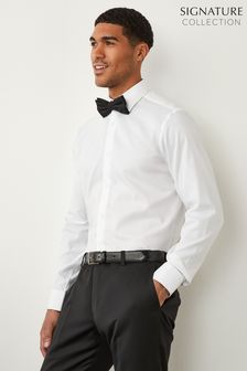 White Regular Fit Single Cuff Signature Textured Shirt With Trim Detail