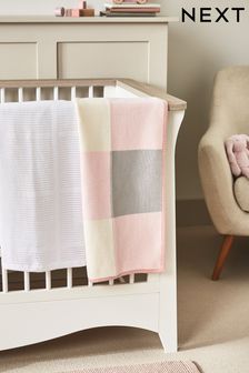 Pink Knitted Patch Baby Blanket