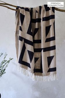 French Connection Black Sundial Cotton Throw