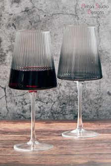 The DRH Collection Set of 2 Grey Empire Wine Glasses