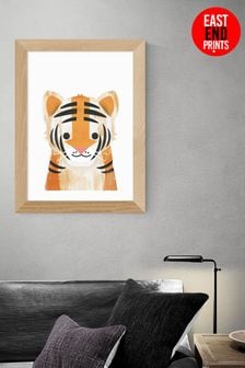 East End Prints Orange Tiger Print by Dan Hobday