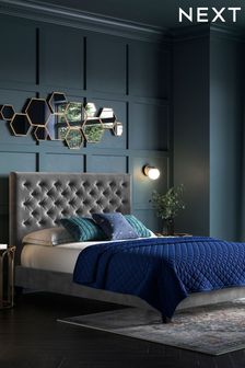 Opulent Velvet Steel Grey Paris Upholstered Bed