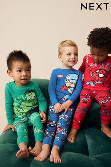 Marvel Red/Green/Blue Snuggle Pyjamas 3 Pack (9mths-8yrs)