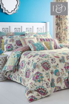 D&D Blue Marinelli Floral Duvet Cover And Pillowcase Set