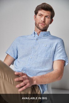 DKNY Mens Stretch Shirt Slim Fit Blue Single Cuff Long Sleeve Cotton Blend