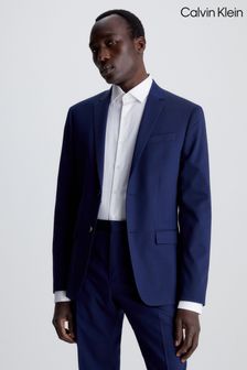 Calvin Klein Blue Stretch Wool Slim Blazer