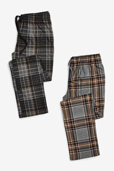 Charcoal Grey/Neutral Check Cosy Pyjama Bottoms 2 Pack