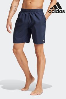 adidas Blue Solid CLX Classic Length Swim Shorts