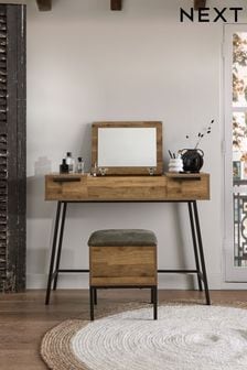 Dark Natural Dark Natural Bronx Oak Effect Console Dressing Table