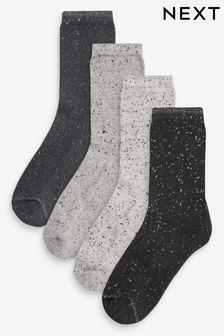Monochrome Neppy Cushioned Sole Ankle Socks 4 Pack