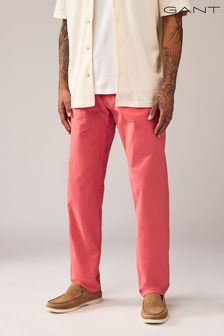 GANT Pink Regular Fit Sunfaded Cotton Twill Chino Trousers