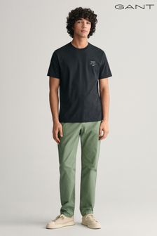 GANT Green Regular Fit Sunfaded Cotton Twill Chino Trousers