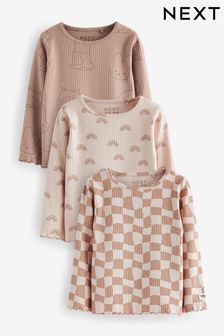 Neutral Long Sleeve Tops 3 Pack (3mths-7yrs)